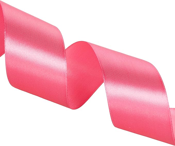YASEO 1 1/2 Inch Brink Pink Solid Satin Ribbon, 50 Yards Craft Fabric Ribbon for Gift Wrapping Floral Bouquets Wedding Party Decoration