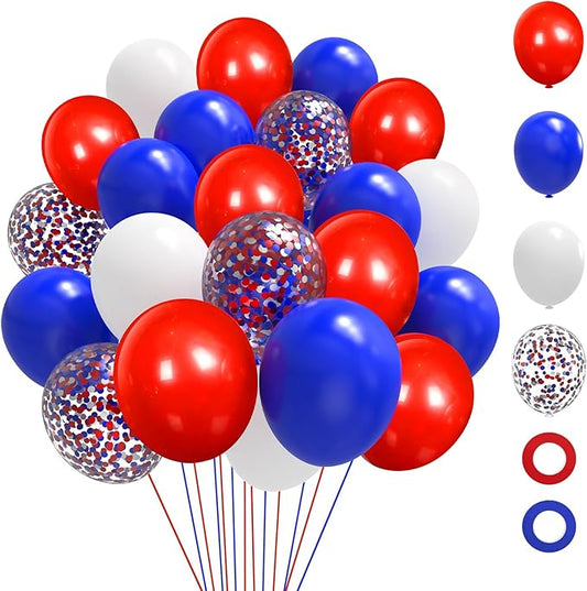 Red White and Blue Balloons,65Pcs Red and Blue Latex Balloons for 4th Of July Patriotic Balloon Graduation Birthday Party Decorations