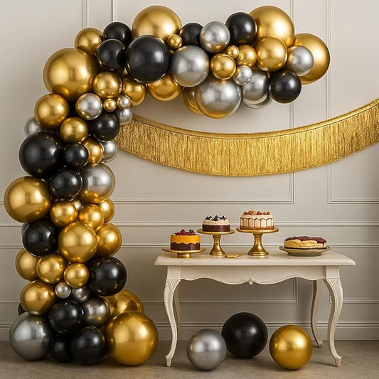 KatchOn, Gold & Black Graduation Balloon Arch Kit 2026 - Pack of 85 | Graduation Fringe, Graduation Backdrop for 2026 Graduation Decorations | Graduation Party Decorations, Grad Party Decorations 2026
