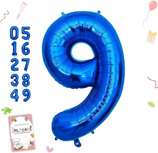 40 Inch Navy Blue 9 Balloon for 9th Birthday Party, Blue Nine Number Balloon 19 29 39 99 Birthday Decorations for Boys Girls Men Women, Helium Giant Foil Number 9 Balloon