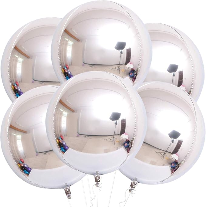 KatchOn, Silver Balloons - 22 Inch, Pack of 6 | Silver Foil Balloons for Silver Birthday Decorations | 4D Shiny Chrome Balloon for Engagement, Bridal Shower, Graduation Decorations 2026