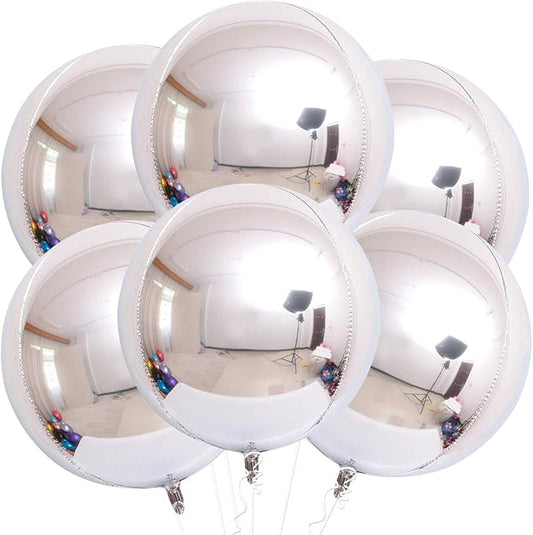 KatchOn, Silver Balloons - 22 Inch, Pack of 6 | Silver Foil Balloons for Silver Birthday Decorations | 4D Shiny Chrome Balloon for Engagement, Bridal Shower, Graduation Decorations 2026