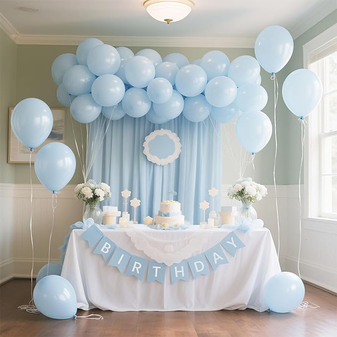 Pastel Blue Latex Party Balloons 30 Pack 18 inch Round Light Blue Balloons for Wedding Baby Shower Gender Reveal Birthday Party Decoration