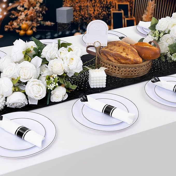 Supernal 120 Pack Black Plastic Silverware,Rolled Silverware Disposable,Pre Wrapped Cutlery Set with Napkin,Plastic Utensils Heavy Duty, Rolled Black Cutlery