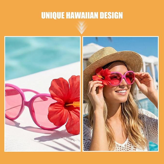 BESTOYARD 2 Pcs Flamingo Sunglasses, Coconut Tree Eyeglasses, Hawaiian Eyewear Props, Summer Photo Booth Accessories