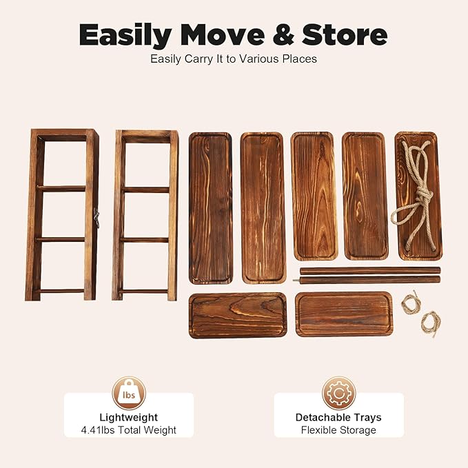mignonnememe Wooden Cupcake Stand 3 Tier Cake Pop Stand Dessert Table Display Set with Serving Tray and Folding Stand for Party Birthday Wedding (Brown)
