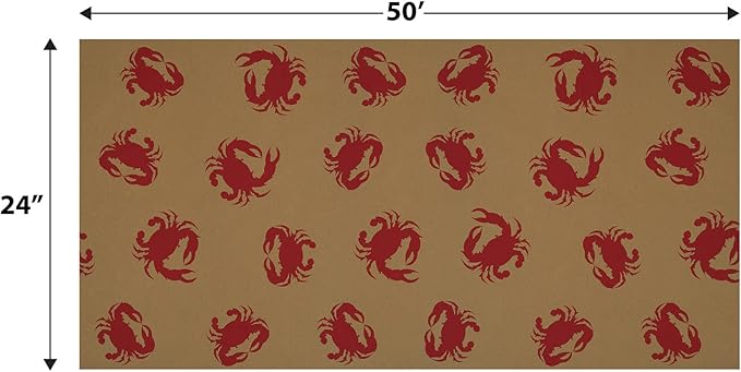 Beistle 24" x 50' Nautical Theme Crab Print Kraft Paper Table Roll, Luau Party Supplies Tablecovers