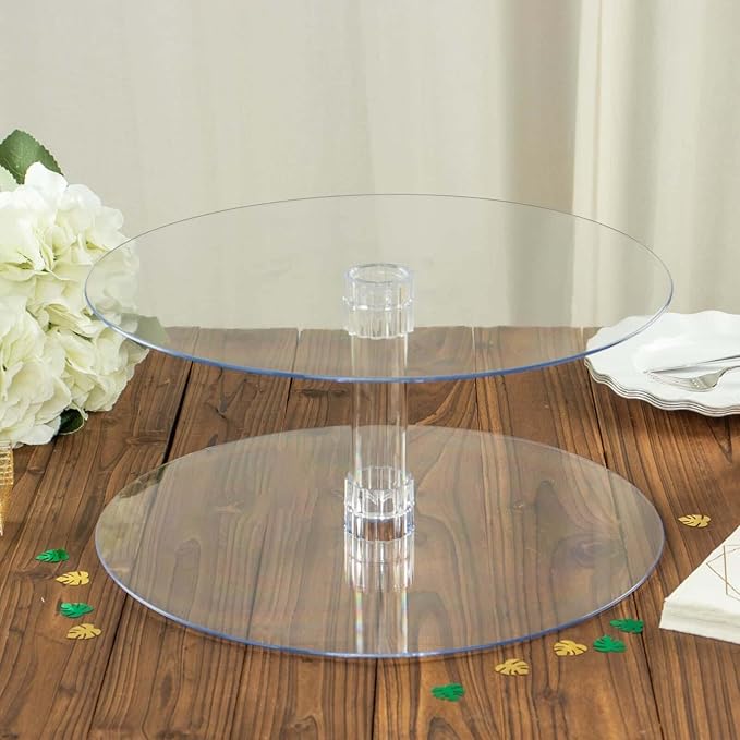 Efavormart 2 Tier 18 inch Acrylic Crystal Glass Clear Cupcake Dessert Decorating Stand for Birthday Xmas Party Wedding