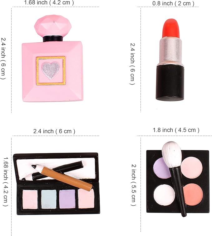 Ercadio 4Pcs Resin Make Up Cake Toppers 3D Cosmetics Lipstick Perfume Bottle Cake Picks for Makeup Birthday Cake Decors Bridal Shower Bachelorette Makeup Party Decorations Supplies