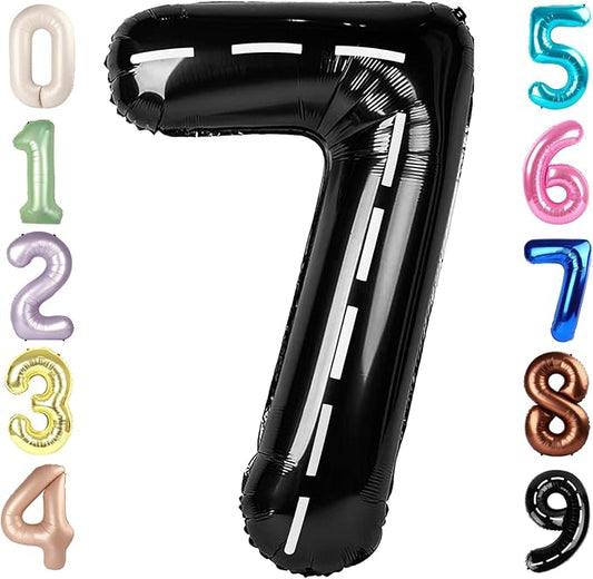7 Balloon Numbers 40 Inch, 6 7 Birthday Decorations, Line Black Seven Birthday Decor, 7 17 27 70 Year Old Balloon Number for Engagement, Wedding, Graduations