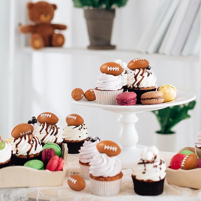 24Pcs Football Cupcake Toppers Foam Rugby Ball Players Cupcake Picks for Kids Sport Theme Birthday Party Baby Shower Cake Decorations Supplies