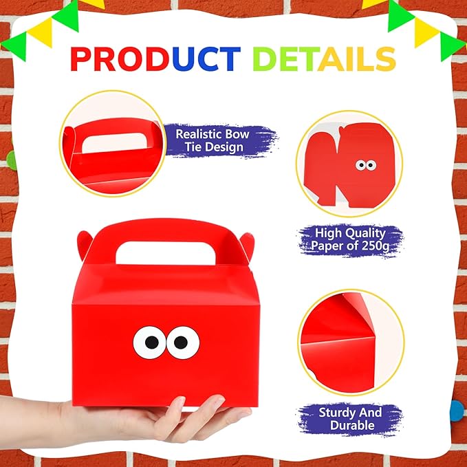 Marspark 24 Pack Cartoon Party Gift Boxes for Street Theme Birthday Supplies, Paper Cartoon Candy Treat Boxes for Anime Themed Birthday Party Decorations (Eyes Pattern)