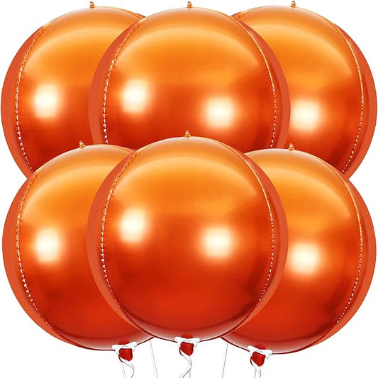 KatchOn, Orange Balloons - Big, 22 Inch, Pack of 6 | 4D Foil Metallic Balloon for Birthday Decorations, Orange Party Decor | Baby Shower Decorations, Basketball Party Decorations, Wedding, Graduation