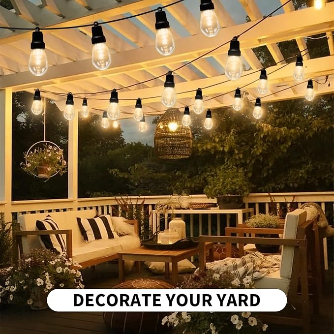 CAWWS Outdoor String Lights 27FT, Outdoor Lights for Patio with 10 Dimmable RGBW LED Bulbs, IP66 Waterproof Shatterproof, with APP Control & Remote, 24V Adapter Color Change,for Backyard Décor