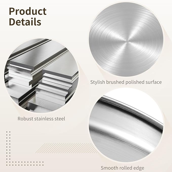 3 Pieces Round Silver Serving Tray Stainless Steel Round Decorative Coffee Table Trays, Jewelry Cosmetic Organizer Plates, Vanity Trays for Candles, Perfume