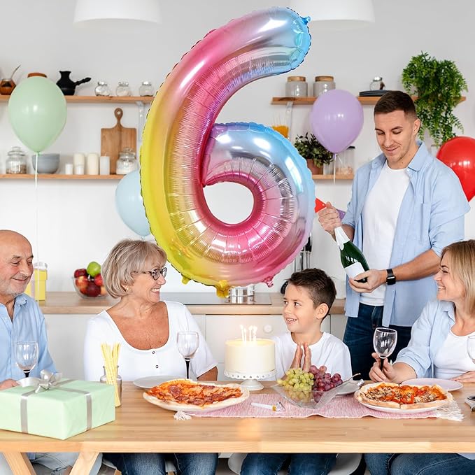 40 Inch Number Balloons 0-9 Rainbow Gradient Large Number 1 Balloons, Digital Balloons for Birthday Party Celebration Decorations, Helium Foil Number Balloons for Wedding Anniversary