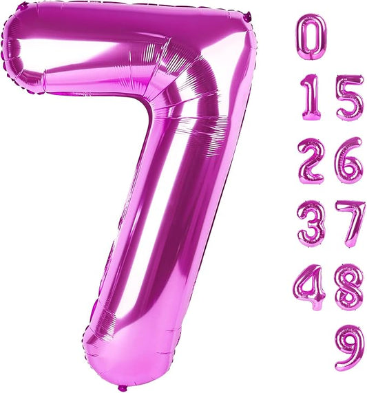 40 Inch Number 7 Balloon, 6 7 Birthday Decorations, Rose Purple Seven Birthday Decor, 7 17 27 70 Year Old Balloon Number for Engagement, Wedding, Graduations