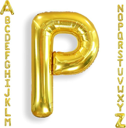 AULE 40 Inch Big Letter Balloon Gold P Large Foil Helium Alphabet Balloons A-Z for Birthday Anniversary Graduation New Year Party Decoration Supplies