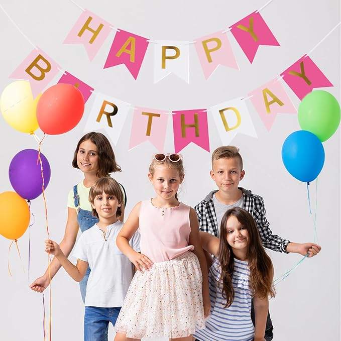 Happy Birthday Banner Party Banner Birthday Hanging Decoration for Women Men Girls Boys Adults Pets Party Backdrop Wall Decor Party Supplies