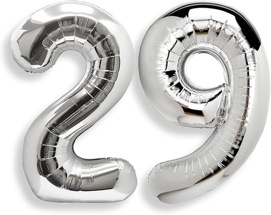 AULE 40 Inch Large 29 Balloon Numbers Silver, Big Foil Number Balloons, Giant Helium Happy 29th Birthday Party Decorations for Man and Women, Huge Mylar Anniversary Party Supplies
