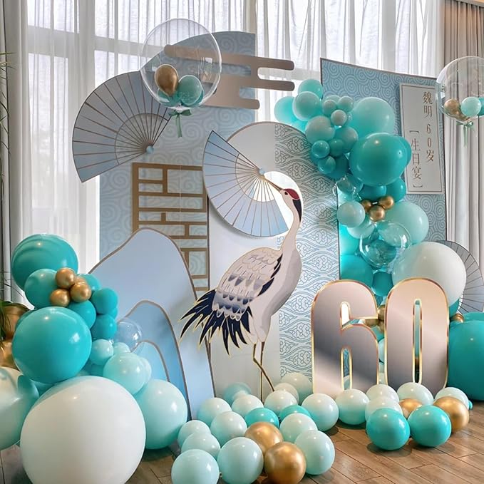 Voircoloria 105pcs Teal Balloons 12inch Party Latex Balloons for Boys Girls Birthday Baby Shower Gender Reveal Wedding Sunflower Party Decorations