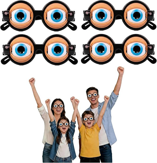 4PCS Moving Eyeball Sunglasses – Funny Wiggly Eye Glasses for Adults, Parties, Halloween & Photo Booth Props