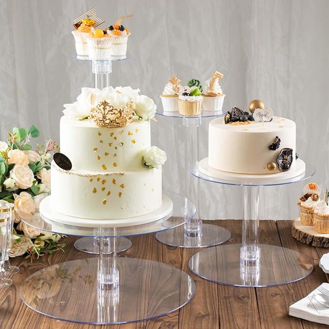 Efavormart Lovely 4 Tier Acrylic 16 inch Crystal Glass Clear Cake Dessert Decorating Stand For Birthday Xmas Party Wedding
