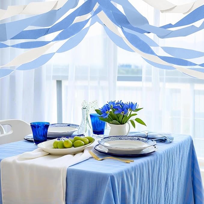 Dusty Blue Crepe Paper Streamers 6 Crepe Paper Rolls 492ft, DIY Craft Supplies for Boys Birthday Baby Shower, Bridal Party Decorations, 1.77 Inch x 82 Ft/Roll