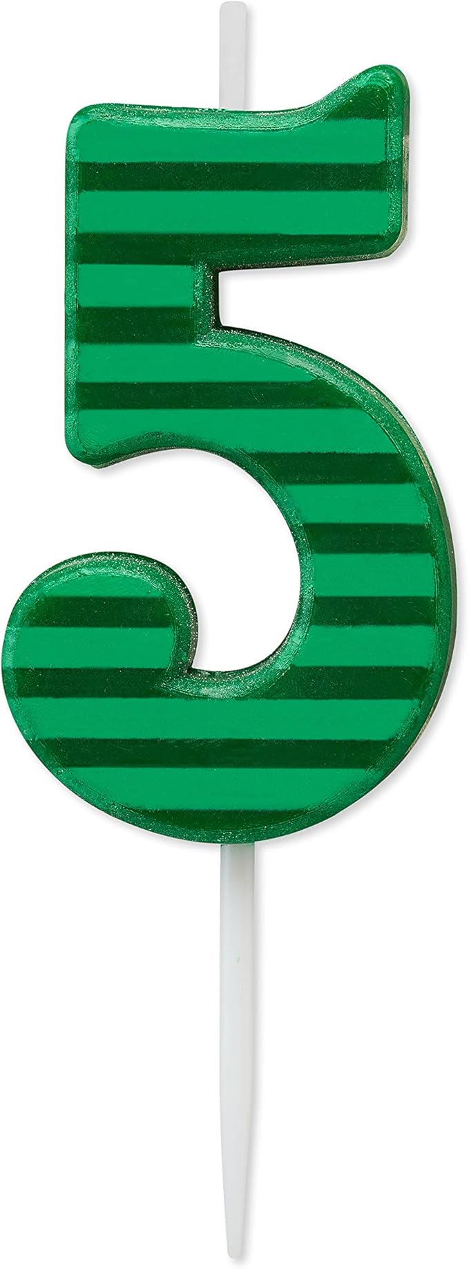 Papyrus Number 5 Birthday Candle, Green Stripes (1-Count)