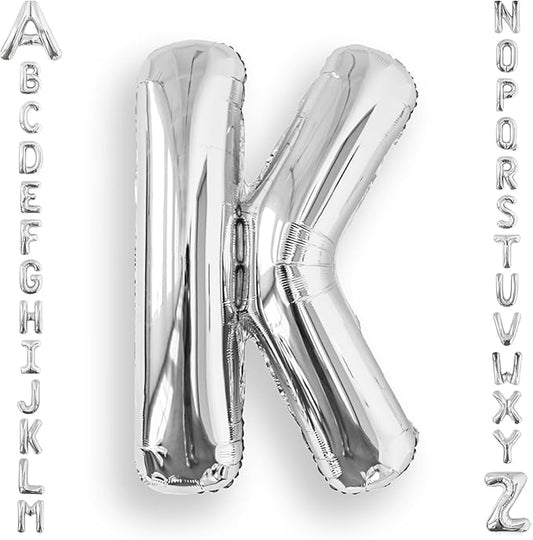 AULE 40 Inch Big Letter Balloon Silver K Large Foil Helium Alphabet Balloons A-Z for Birthday Anniversary Graduation New Year Party Decoration Supplies