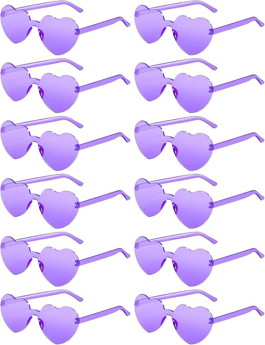 12 Pairs Heart Shaped Sunglasses for Women Colorful Glasses Fun Trendy Transparent Heart Sunglasses Party Favor