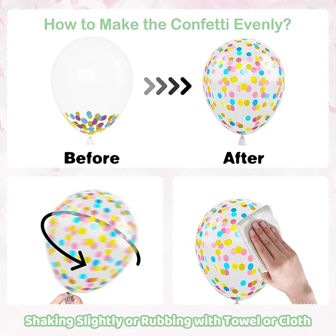 Pastel Balloons Set, 60PCS Macaron Light Pink Yellow Green Blue Purple Balloon, 12 Inch Colorful Confetti Balloons Rainbow Helium for Girls Easter Birthday Wedding Baby Shower Party Decorations