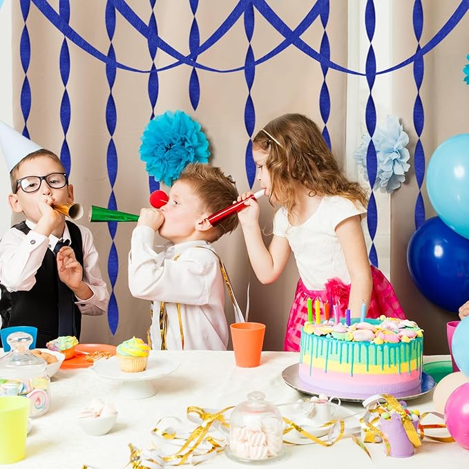 8 Rolls Royal Blue Crepe Paper Streamers Party Streamers Photo Booth Backdrop Party Supplies for 4th of July Birthday Baby Shower Sea Hanukkah Party Decorations（Total 656ft, 1.8Inch x 82Ft/Roll）