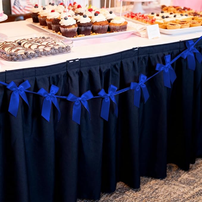2pcs Royal Blue Bow Garland Banner - 8.3 Feet Coquette Ribbon Bow Decorations for Baby Shower, Birthday Party, Bridal Shower Decor (Royal Blue)