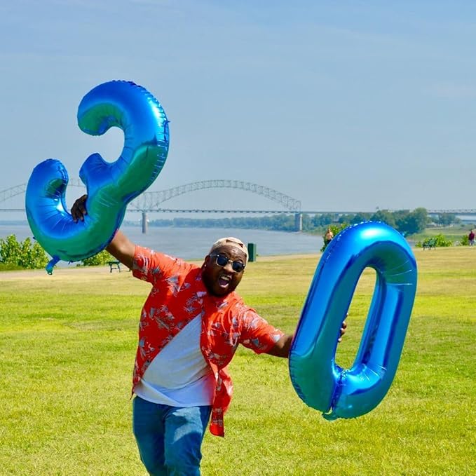 40 Inch Balloon Number 3 Blue, Large Foil Number Balloons Set 0-9, Digital 3 Helium Balloons for Boys Men 3rd 13th 30th Birthday Anniversary Graduation New Year's Eve Party Decoration Supplies