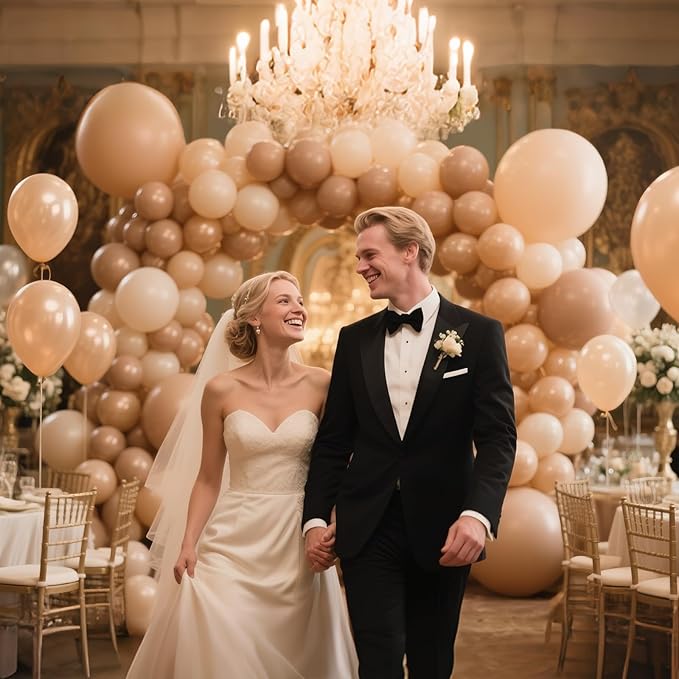 110pcs Nude Balloon 12 inch, Beige Latex Balloons for Birthday Party Baby Shower Wedding(with 2 Ribbons).