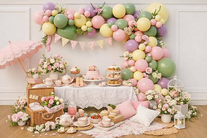 Dusty Green Pink Yellow Purple Balloon Arch Kit for Wildflower Baby In Bloom Baby Shower Girls Birthday Love in Bloom Bridal Shower Boho Garden Boho Tea Party Decoration