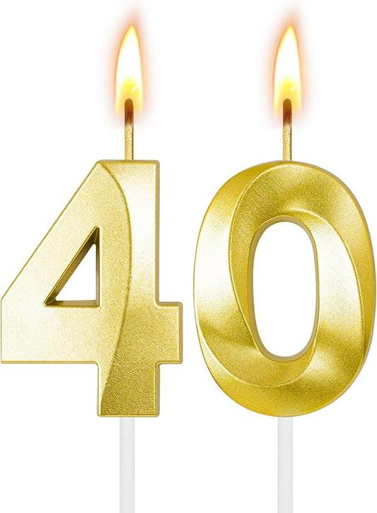 40th Birthday Candles for Cake,Birthday Decorations for Him Her,Number Candles for Cake Toppers Party Anniversary