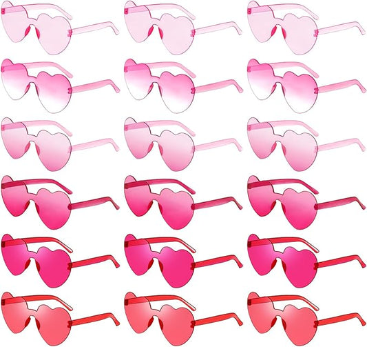 SUNOVELTIES 18 Heart Shape Rimless Sunglasses Transparent Candy Color Party Glasses Colored Eyewear for Women