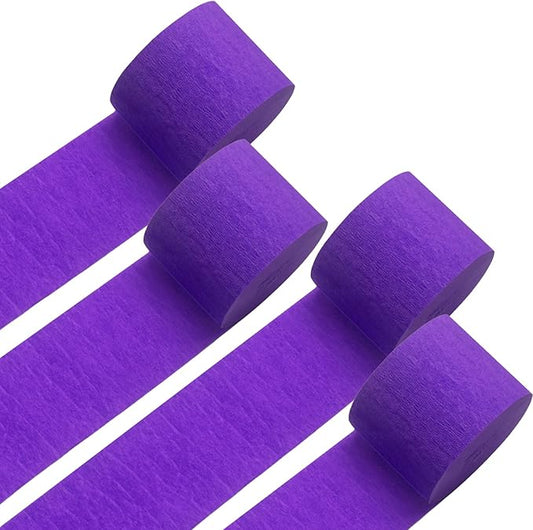 Purple Crepe Paper Streamers 4 Rolls 328ft, Pack of Party Streamers for Party Decorations, Crepe Paper for Birthday, Baby Shower, Wedding Party Decorations (1.8 Inch x 82 Ft/Roll)