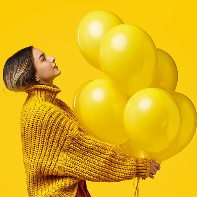 RUBFAC 129pcs Yellow Balloons Different Sizes 18 12 10 5 Inch Latex Balloon Garland Arch Kit for Masquerade Party Decoration Gender Reveal Graduation Anniversary Baby Shower Party Supplies
