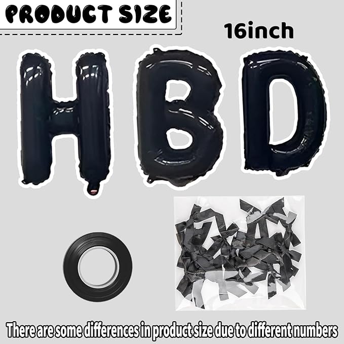 Black Happy Birthday Balloons Banner with Bowknot 16 Inch Mylar Foil Letters Birthday Sign Banners for Girls Boys Kids & Adults Birthday Decorations Halloween Party Supplies