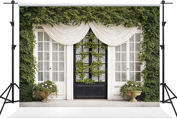 Kate 108ft Spring Vine Leaf White Door Backdrop - Wedding & Bridal Photography Background
