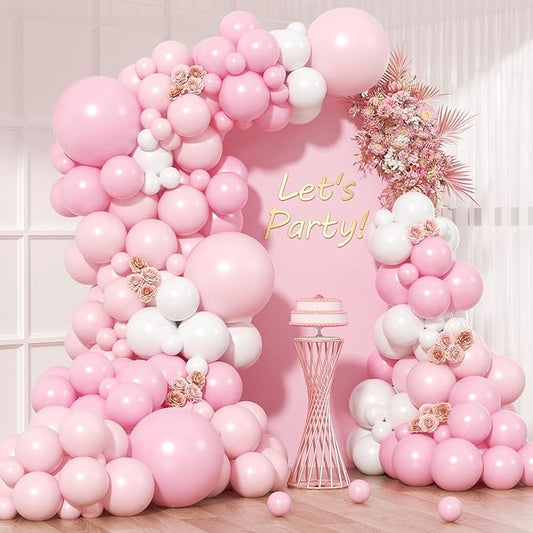 Pink Bow Balloon Garland Arch Kit - Coquette Birthday Decorations Coquette Bow Pink and White Balloon Arch Kit Different Size for Girls Birthday Bridal Baby Shower Engagement Party Decorations