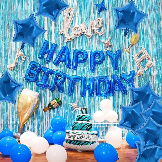 TONIFUL 30Pcs 18 Inch Large Blue Star Shape Foil Balloons Big Blue Stars Helium Mylar Ballons for Birthday Wedding Baby Shower Anniversary Engagement Party Decorations Supplies