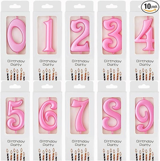 PHD CAKE 10-Count 0-9 Pink Number Birthday Candles, Number One Birthday, Pink Number Candles, Party Celebration, Baby Showers