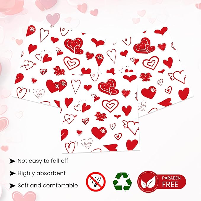 40 Pcs Valentines Day Plates and Napkins Party Supplies, Red Heart Valentine Paper Plates Napkins Disposable Tableware Set for Anniversary Wedding Mother's Day Party Decorations