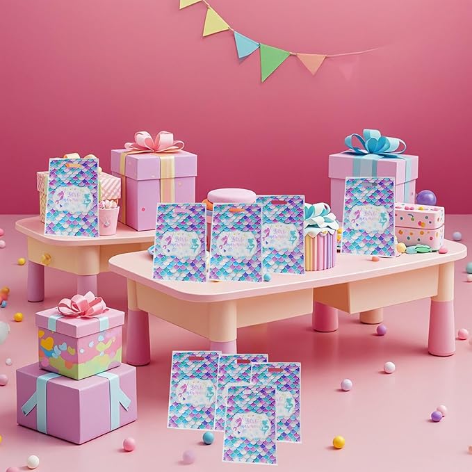 YYaaloa 30pcs Goodie Bags Party Favor Plastic Candy Gift Loot Bulk for Birthday Baby Shower Return Gift (Multicolor-Mermaid)