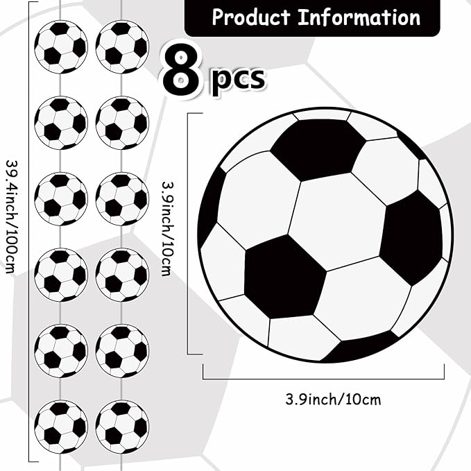 8 Packs Soccer Party Banners Soccer Garland Kit Soccer Hanging Swirl Soccer Party Supplies Decorations Soccer Ball Paper Cutouts for Birthday Party Home Classroom Favor Supplies Decor
