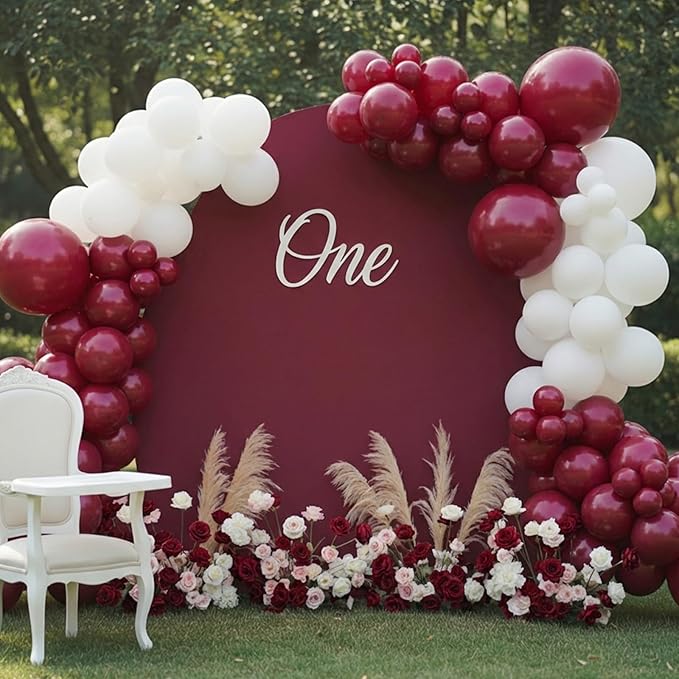 RUBFAC Burgundy Balloons 87pcs Different Sizes 18 12 10 5 Inches, Maroon Latex Balloons Arch Kit Garland for Birthday Wedding Graduation Baby Shower Valentine's Day Party Decoration